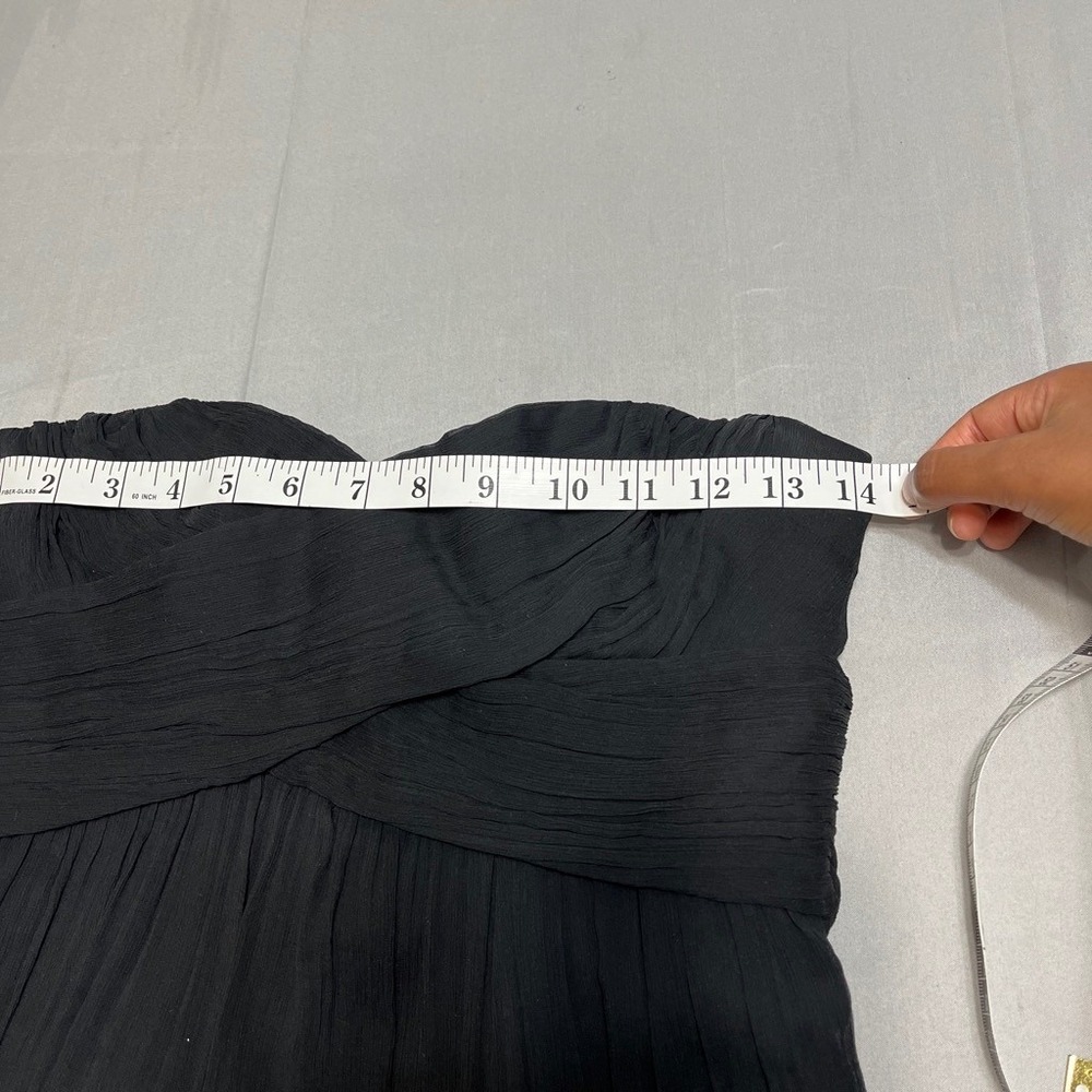 J.Crew Silk Black Strapless Maxi Dress Ruched Empire Waist Y2K Gothic Party Sz 0 - Picture 6 of 8